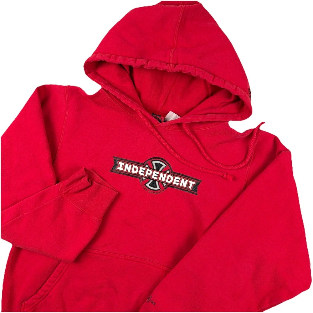 Vintage Independent Hoodie Adult XS Red Graphic Pullover Sweatshirt Skater Y2K